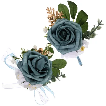 1 комплект свадебного корсажа-бутоньерки из искусственных цветов для невесты и жениха, декор для корсажа