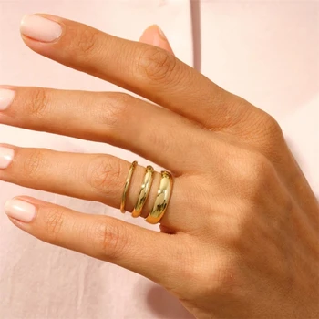 2 цвета, изысканные кольца в классическом стиле для женщин, простое кольцо из нержавеющей стали, размер 5, 6, 7, пара ювелирных аксессуаров