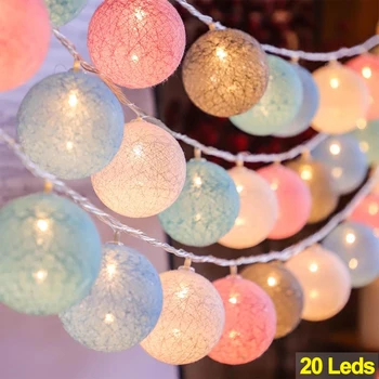 20 светодиодных гирлянд с ватными шариками 2 м Рождественских сказочных гирлянд для праздников на открытом воздухе Свадьба Рождественская вечеринка Лампа Украшение дома