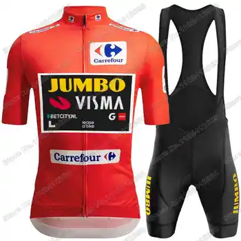 2023 Jumbo VIsma Red Spain Tour Велоспорт джерси Комплект Мужской Велосипедной Одежды Jonas Vingegaard Primoz Roglic Рубашки Для Шоссейных Велосипедов Костюм