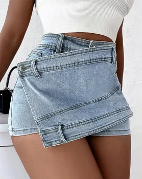 2023 Весенние Новые поступления, Модная джинсовая юбка, Сексуальная мини-юбка, Большие размеры, Оптовая продажа, мини-женские модные джинсовые юбки, джинсовые юбки для женщин