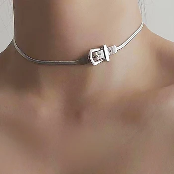 2023 Новое минималистичное ожерелье, Чокеры с металлической пряжкой на ремне, ожерелья для сексуальных женщин, модные женские украшения, цепочка в стиле хип-хоп, панк-вечеринка