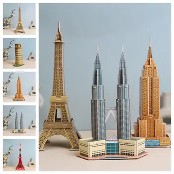 3D Всемирно известные здания, модель дома, бумажные украшения для рабочего стола, Падающая Пизанская башня, Сборная модель, игрушки для строительных конструкций своими руками