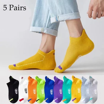 5 Пар ярких носков на щиколотке, мужские дышащие уличные модные спортивные носки с дезодорантом, невидимые носки для бега, для путешествий