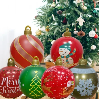 60 см Рождественские надувные Шары ПВХ Открытый Рождественский шар, Украшенный Рождественской елкой, Игрушечный шар Navidad Atmosphere Balls