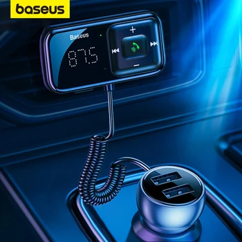 Baseus FM-Модулятор-Передатчик Bluetooth 5.0 FM-Радио 3.1A USB Автомобильное Зарядное Устройство Автомобильный Комплект Громкой Связи Беспроводной Aux Аудио FM-Передатчик