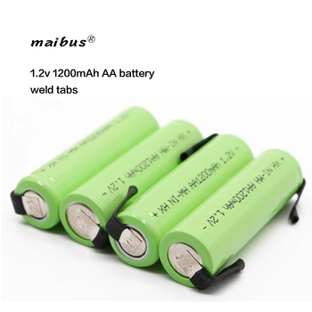Batería recargable AA de 1,2 V, 1200 mAh, batería NiMH 14430 aa con soldadura para maquinilla de afeitar eléctrica DIY,