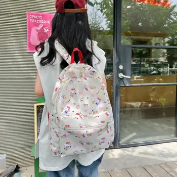 Kawaii Sanrio Hello Kitty Аниме Мультфильм Милый Модный Универсальный Студенческий школьный рюкзак Большой емкости, Компьютерная сумка, Повседневный рюкзак