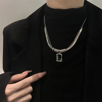 LAILILI Прохладный Черный Циркон Двойное Металлическое Ожерелье Для Женщин Вечерние Ювелирные Изделия