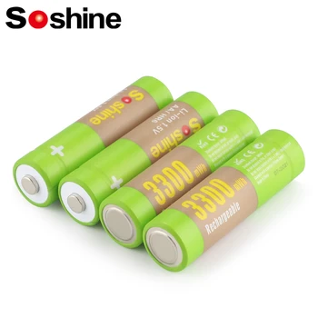 Soshine 3300mWh Литиевая Аккумуляторная Батарея типа АА 1,5 В 2А Батареи 1000 Циклов Зарядки для Часов Радиоприемников Дымовой Сигнализации MP3 Плеера