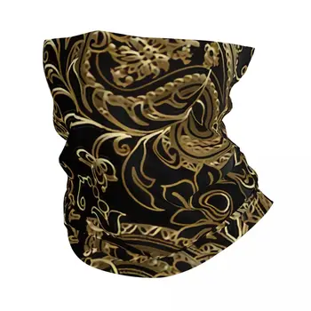 Thuth Винтажные 3D золотые и черные цветы Пейсли, листья, гетры для шеи, Женская и мужская солнцезащитная маска для лица, зимняя Бандана, шарф для пеших прогулок