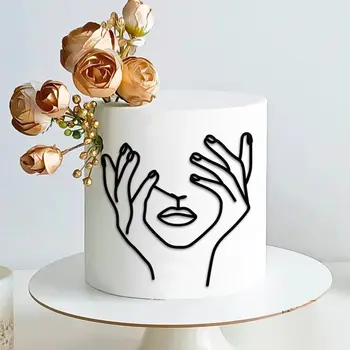 Акриловое минималистичное художественное украшение торта для лица леди, украшение торта для девочек с Днем рождения, Топперы для свадебного торта, принадлежности для вечеринок