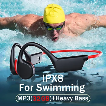 Беспроводные наушники для плавания Костная проводимость Bluetooth IPX8 Водонепроницаемые наушники с 32G RAM Музыкальным микрофоном Mp3 для shokz open