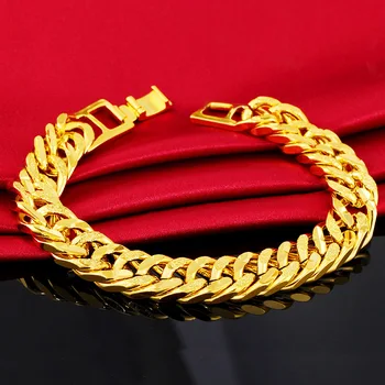 Браслеты цвета чистого золота SAIYE 9 мм 24 К для мужчин и женщин, Браслет-цепочка, браслеты, Африканские золотые украшения, мужская бижутерия