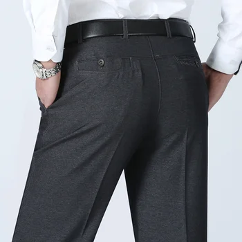 Брендовые мужские брюки 2023 с прямой трубкой, мужские брюки большого размера, повседневные брюки среднего возраста, тонкие свободные мужские брюки для мужчин