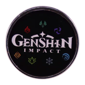 Брошь Genshin Impact, игра, 7 элементов, Глаз Оригинального Бога, брошь, круглые металлические булавки для рюкзака унисекс