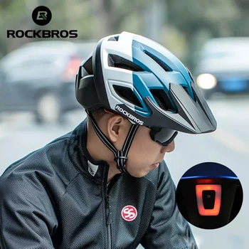 Велосипедный шлем ROCKBROS со светодиодной подсветкой, Перезаряжаемый Велосипедный шлем, Шлем для горных шоссейных велосипедов, Спортивная Безопасная шляпа для мужчин, Велосипедное снаряжение.