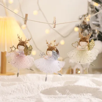 Веселого Рождества 2024 Navidad Natal для домашнего рождественского украшения Подвеска в виде рождественской елки Подвеска в виде куклы с рогами ангела любви