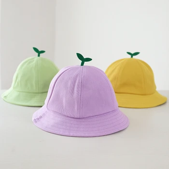 Весенняя шапочка-ведро для малышей с росточком, детские Рыбацкие шляпы на шнурке, хлопковая Пляжная Солнцезащитная кепка для мальчиков и девочек, Детская Панама