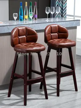 Высокий табурет, бытовой стул, барный стул, барный стул из массива дерева, легкий роскошный барный стол и стул, современный простой высокий табурет, барный стул