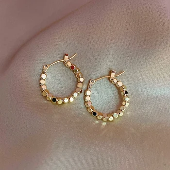 Геометрический круг Круглые серьги-кольца для женщин Золотого цвета для банкета, вечеринки, ювелирного подарка