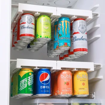 Двухрядный Кухонный контейнер-холодильник для хранения банок с пивом и газировкой Под выдвижной полкой-холодильником для банок с газировкой