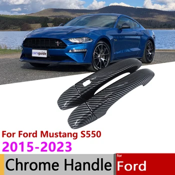 Для Ford Mustang S550 MK6 2015 ~ 2023 Комплект отделки дверной ручки Smart из углеродного волокна, защитные наклейки, аксессуары для экстерьера автомобиля