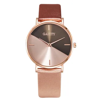 Женские часы бренда Gaiety, кожаные Женские часы с платьем из розового золота, роскошные дизайнерские женские часы, простые модные женские часы