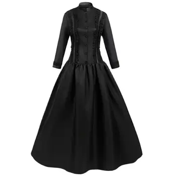 Женское вечернее платье в готическом стиле Готический Средневековый Викторианский дворец, VD3726, фиолетовый, синий, черный, костюм для выступлений, длинные платья трапециевидной формы, черный
