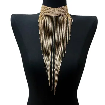 Женское модное простое универсальное ожерелье Роскошное ожерелье с кисточками из горного хрусталя Сексуальное ожерелье для бара и ночного клуба Ювелирные изделия для женщин