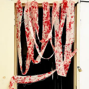 Жуткий пояс с предупреждением о Хэллоуине Жуткий декор для Хэллоуина Марлевая повязка с искусственной кровью, реквизит для дома с привидениями для места проведения вечеринки