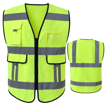 Защитный жилет для мужчин и женщин с несколькими карманами, светоотражающий жилет повышенной видимости для обеспечения безопасности, жилет для строительных работ Hi Vis