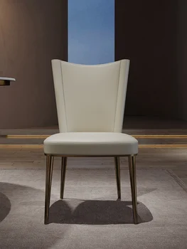 Итальянское легкое роскошное обеденное кресло, современное и простое домашнее кожаное кресло премиум-класса, мягкая сумка со спинкой, кресло-книжка