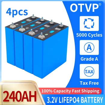 Класс A 4шт Батарея Lifepo4 3,2 V 240Ah Lifepo4 Может быть объединена в Аккумуляторные элементы 12V 24V 48V Для Хранения Солнечной энергии на лодке Гольфкаре RV