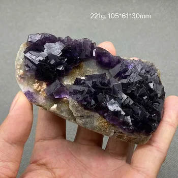 Коллекция образцов необработанного камня из 100% натурального фиолетового стекла с кристаллами флюорита из Аньхоя, Китай