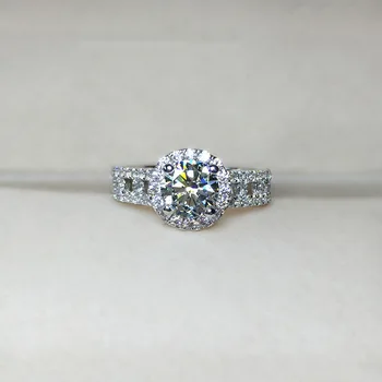Кольцо с синтетическим муассанитом с бриллиантом в 1 карат, супер вспышка, восемь сердец и восемь стрел, открытое кольцо, обручальное кольцо с полым дизайном, женское кольцо