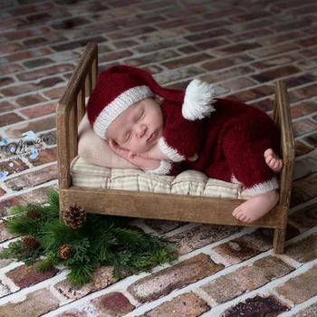 Костюмы для фотосъемки новорожденных в рождественской тематике, мохеровая шляпа, комбинезон, шорты, Комплект рождественских костюмов, аксессуары для малышей
