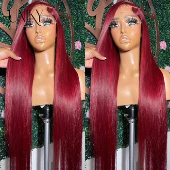Красный Бордовый 99j Прямой парик из человеческих волос 13x4 Hd кружевные фронтальные парики для женщин 99J Цветные прямые парики из человеческих волос спереди