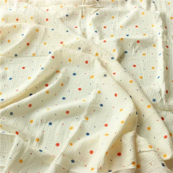 Красочный принт в горошек, двойная марля, чистый хлопок, креп, ткань для самостоятельного шитья, детская пижама в стиле пэчворк, 135 см
