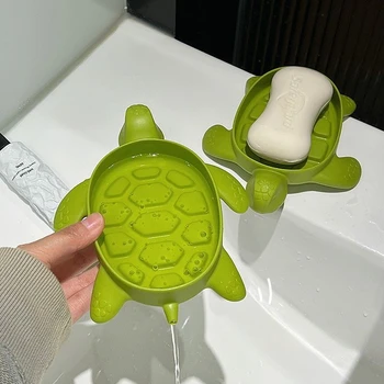 Креативные коробки для мыла в виде черепахи, Современная простота, товары для ванной комнаты, Мультяшная Супер симпатичная подставка для слива мыла для раковины, нескользящее дно