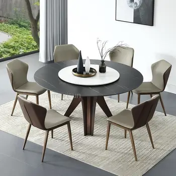 Круглый стол Современный Простой бытовой с поворотным столом Столешница из мраморного камня для кухни, ресторана, бара, итальянская мебель Esstisch