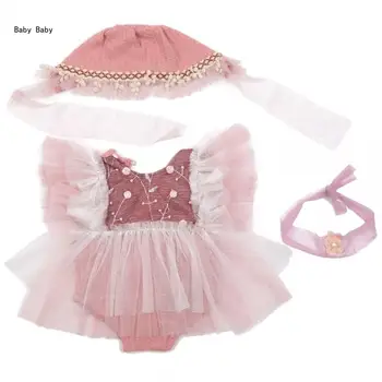 Кружевное платье для маленьких Девочек Повязки на голову Праздничный Реквизит для фотосъемки на День Рождения Q81A