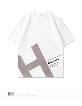 Летняя мужская футболка с коротким рукавом, мужская повседневная модная новинка с буквенным принтом H, мужская футболка