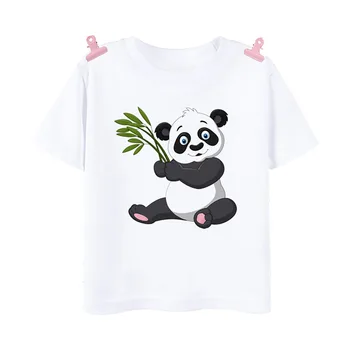 Летняя футболка ZYXZ с изображением милой панды для детей, топ для детей, повседневная детская футболка, детская одежда с коротким рукавом для детей