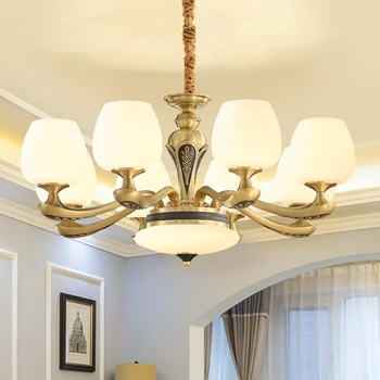 Люстра в гостиной, роскошная элегантная американская лампа для столовой, современная Простая Новая комплектация для всего дома, медные лампы