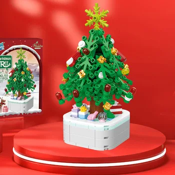 Модель рождественского украшения, Рождественская елка, строительный блок, Фестивальная сборка, Соединяющий кирпич, Развивающая игрушка для детского подарка