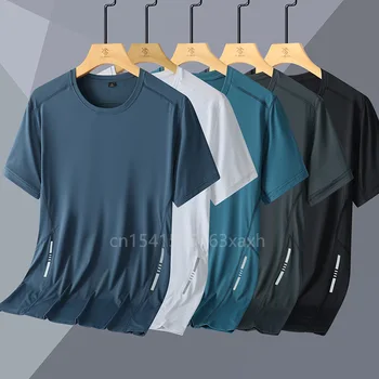 Мужская быстросохнущая футболка для пеших прогулок, Светоотражающие футболки для бега и рыбалки, мягкая эластичная короткая рубашка для занятий спортом на открытом воздухе Большого размера