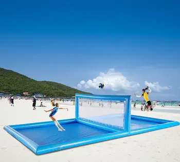 Надувная площадка для пляжного волейбола SAYOK 33 фута, открытый надувной волейбольный бассейн, водное волейбольное поле для спортивной игры, вечеринки