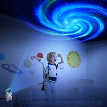 Небесная лампа астронавта с дистанционным управлением, светодиодное ночное освещение космонавта, вращающееся на 360 градусов для спальни, игровая комната для детей, подарок для детей