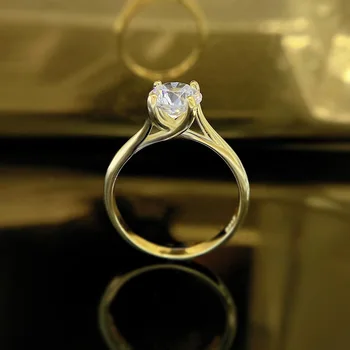 Новое кольцо Wish в один карат с четырьмя когтями S925 с серебряным покрытием и золотой каймой, горячая распродажа в Европе и Америке